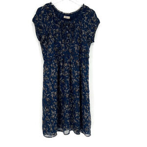 Vtg Romy Dress Womens S Babydoll Y2K Floral Blue Peasant Cottagecore Boho Blue